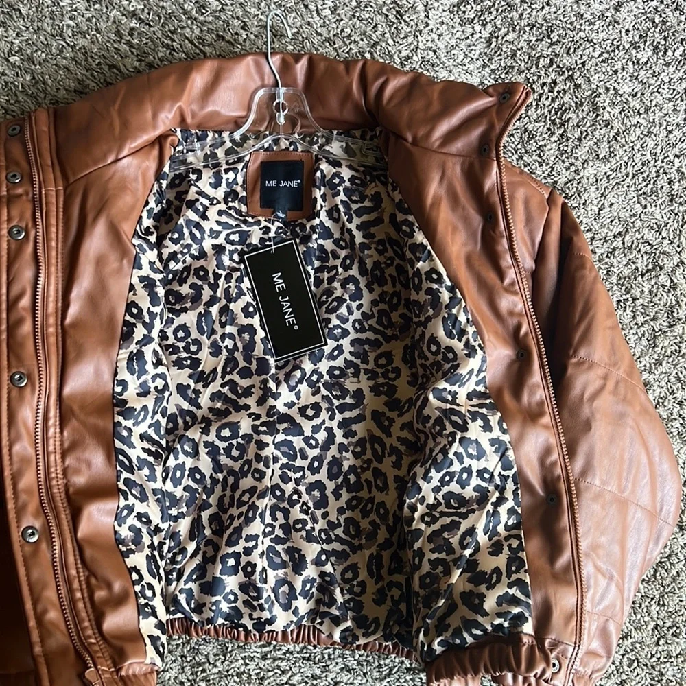 ME JANE Faux Leather Puffer Jacket Size L - Picture 7 of 10
